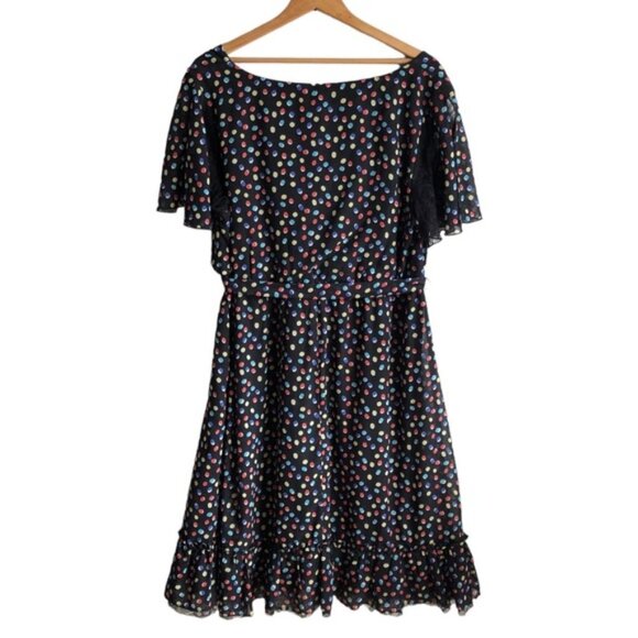 Sangria Polka Dot Dress Size 16W Lace Flutter Sleeve - Picture 9 of 16